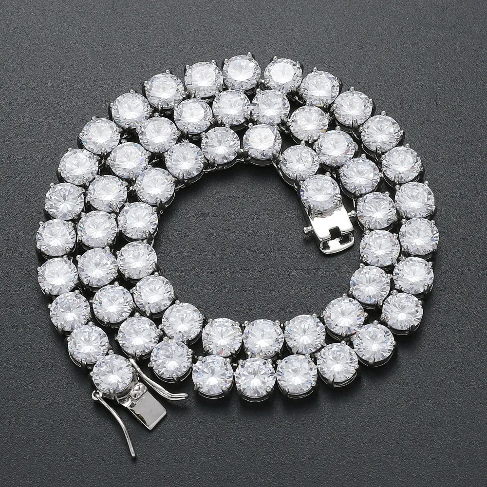 

European Exaggerated 8mm Hip Hops Tennis Chain Big Diamond Tennis Chain Necklace Iced Out CZ Tennis Chain Necklace