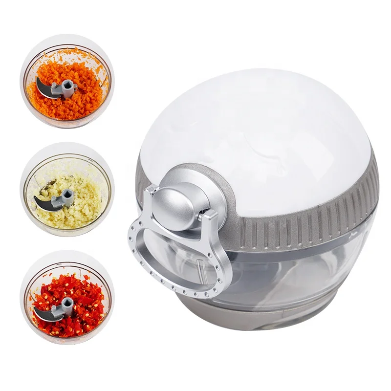 

Kitchen 160ml Plastic Speedy Hand Pull Baby Food Processor Manual Mini Meat Garlic Onion Vegetable Chopper for Kids, White