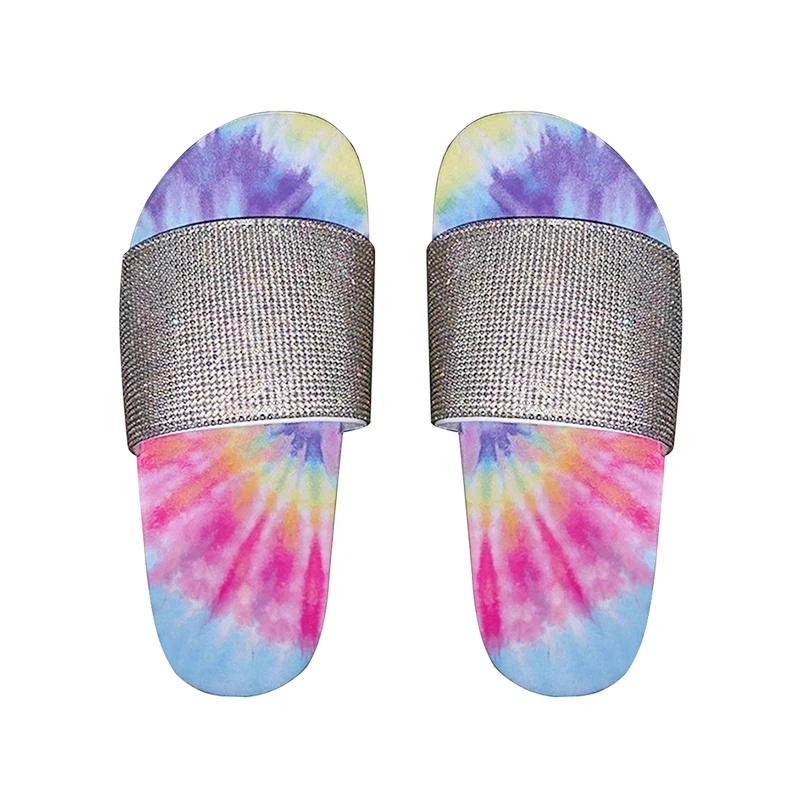 

Amazon AliExpress Hot Selling Women Slippers Shoes Plus Size Color Rhinestone Flat One Font New Women Slipper