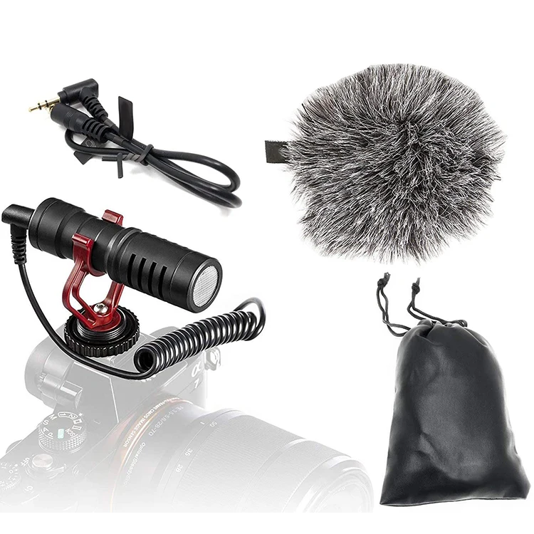 

Professional Universal Video Microfone MINI Microphone with Shock Mount, Deadcat Windscreen, Case for Phone Smartphone