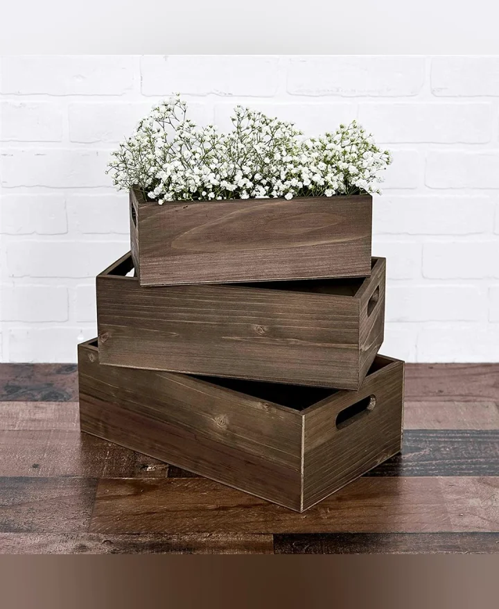Nesting Wooden Crates Set Of 3 Decorative Craft Crates Real Fir Wood
