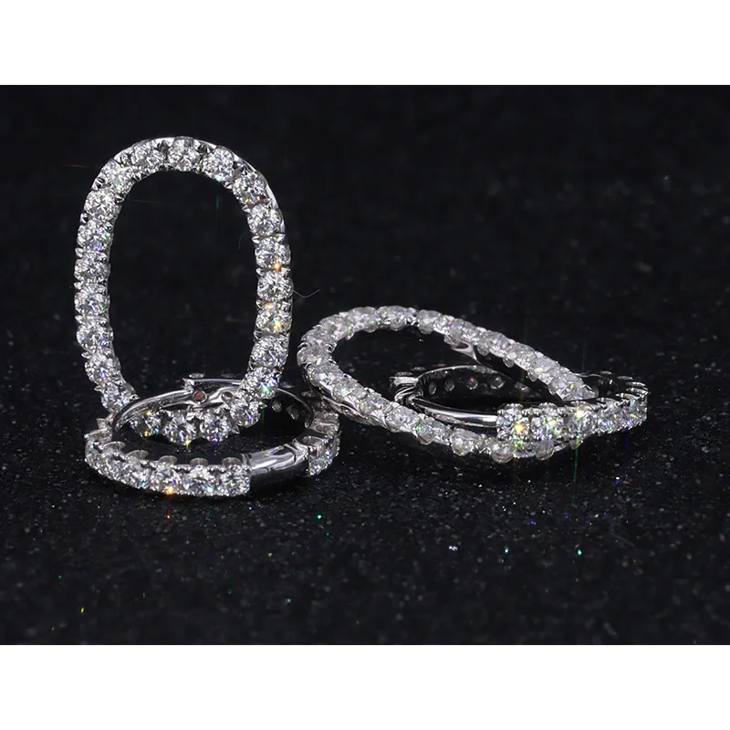 

Luxury Earring Classic Women Moissanite Stone Jewelry 14K White Gold Earrings