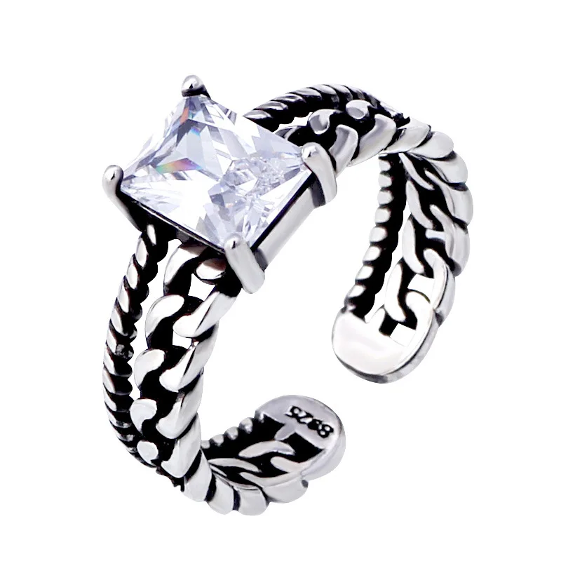 

Wholesale Anti Silver Rings For Women With Colorful Zircon Rings Open Size Cheap Price Stocks Sale Fashionable Jewelry