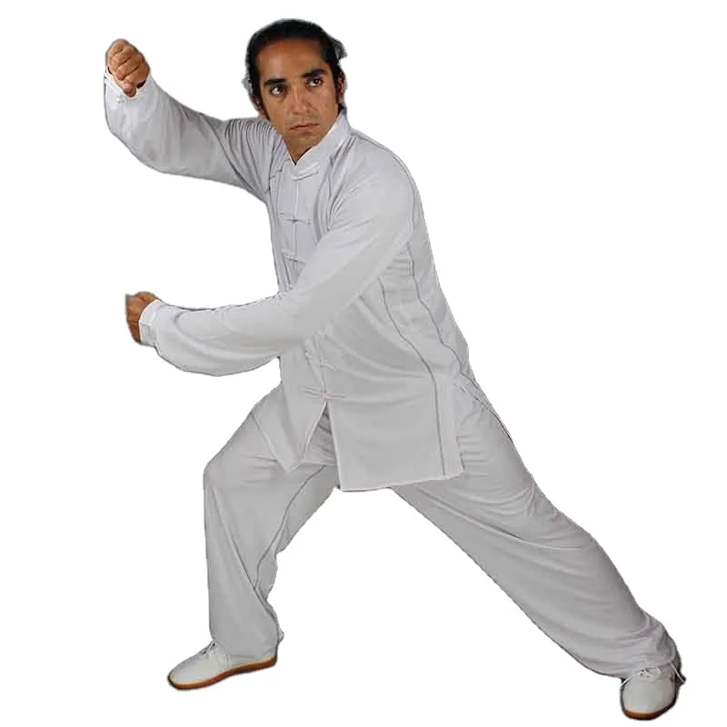 

Martial Arts Milk Silk Practice Clothes Long Sleeves Top + Pants Men Chinese Spring Autumn Kungfu Uniform Women Tai Chi Costume, As the pictures