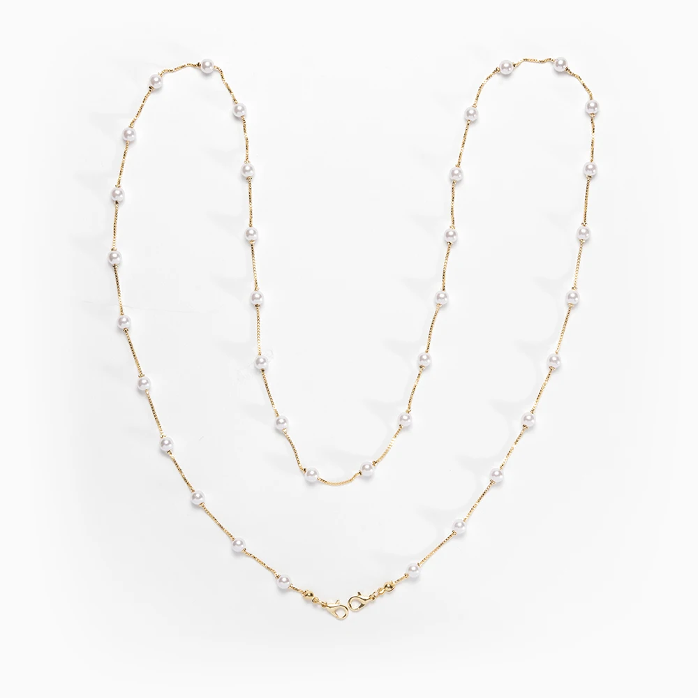 

Gold Metal with Imitation Pearl Glasses Sunglasses Eyewear Facemask Chain with Hook, Gold chain