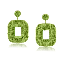 

99591 Xuping Statement Drop Beaded Earrings Handmade Tassel Fringe Dangle Square Earrings for Woman