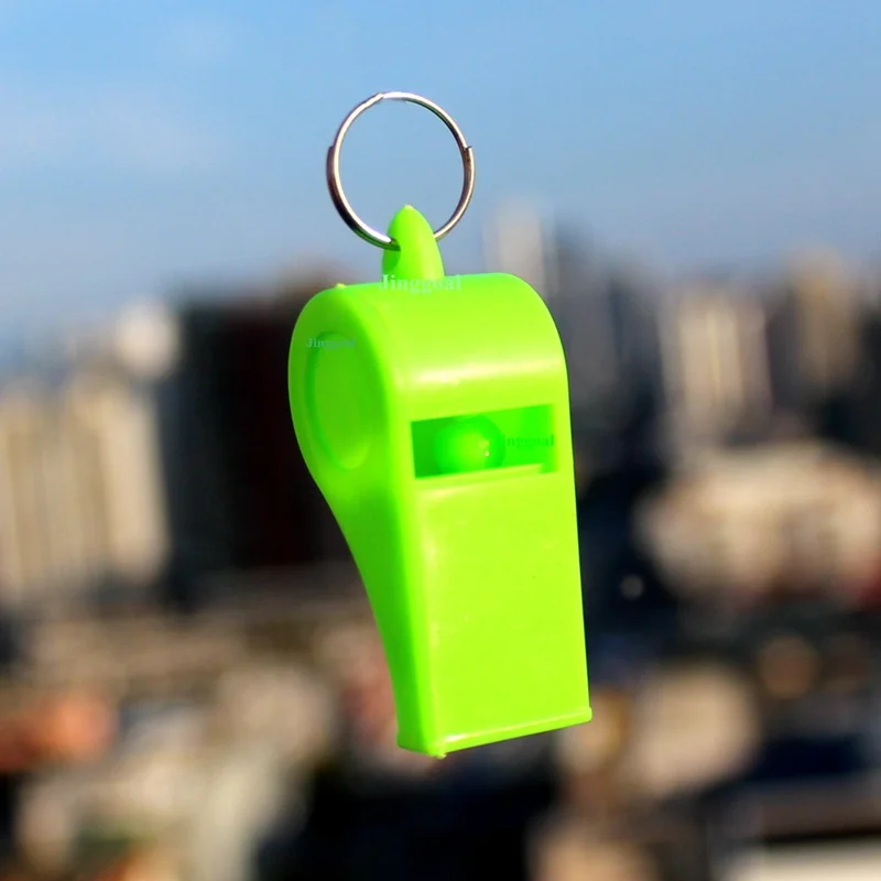 

Wholesale Outdoor survival safety emergency keychain plastic whistle