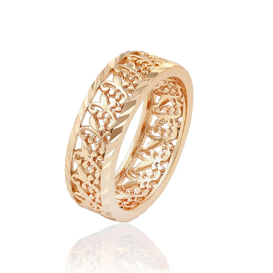 

16400 Xuping 2019 elegant new arrival hollow leaf shape gold color plated ring for women