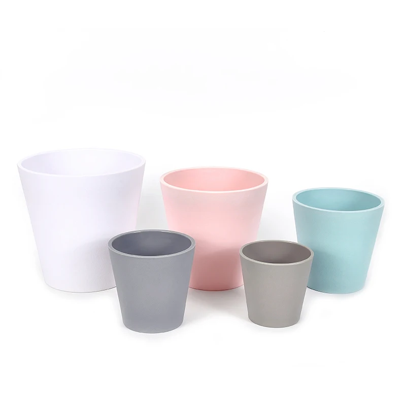 

Wholesale plastic flowerpot waist design modern style suitable for interior decoration, Grey