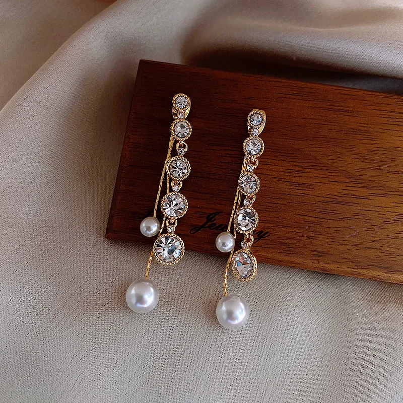 

new statement round crystal tassel drop earrings