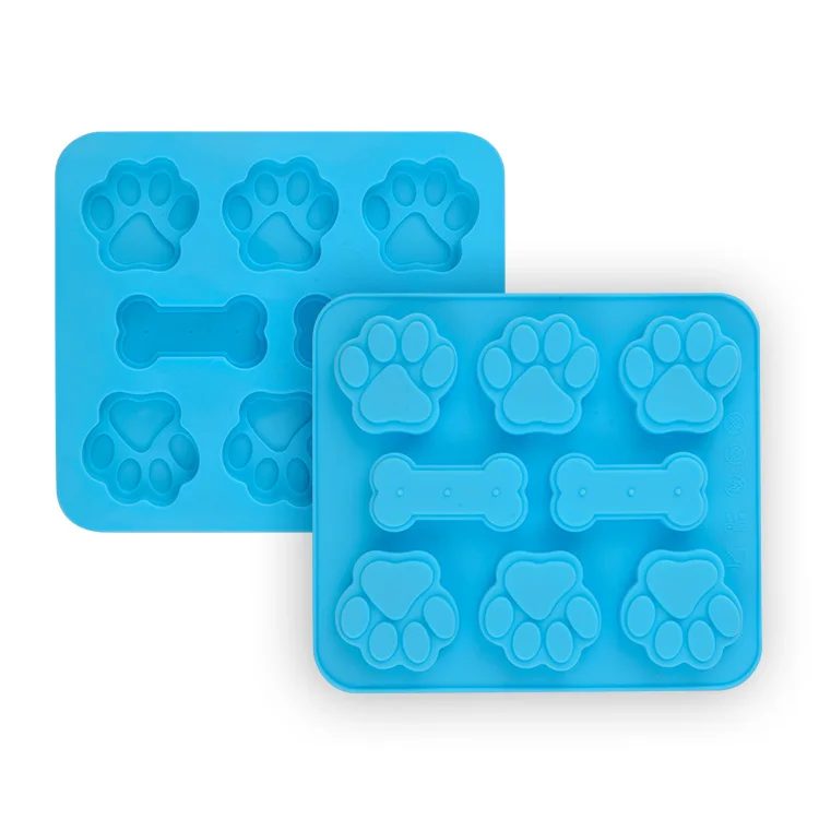 

8-cavity silicone molds puppy dog paw & bone shaped 2 in 1fine good reusable ice candy trays chocolate cookies baking pans