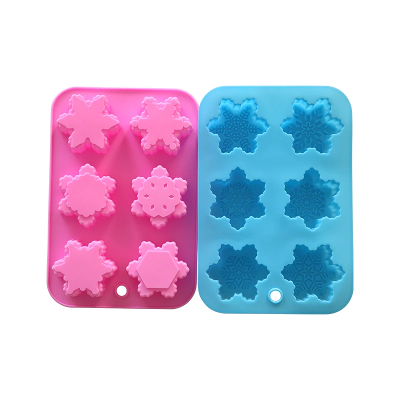 

Approved Food Grade Eco-friendly Snowflake Shaped 6 Cavities High Quality Bakeware Silicone Cake/Chocolate Mold, Pink or according to your request.