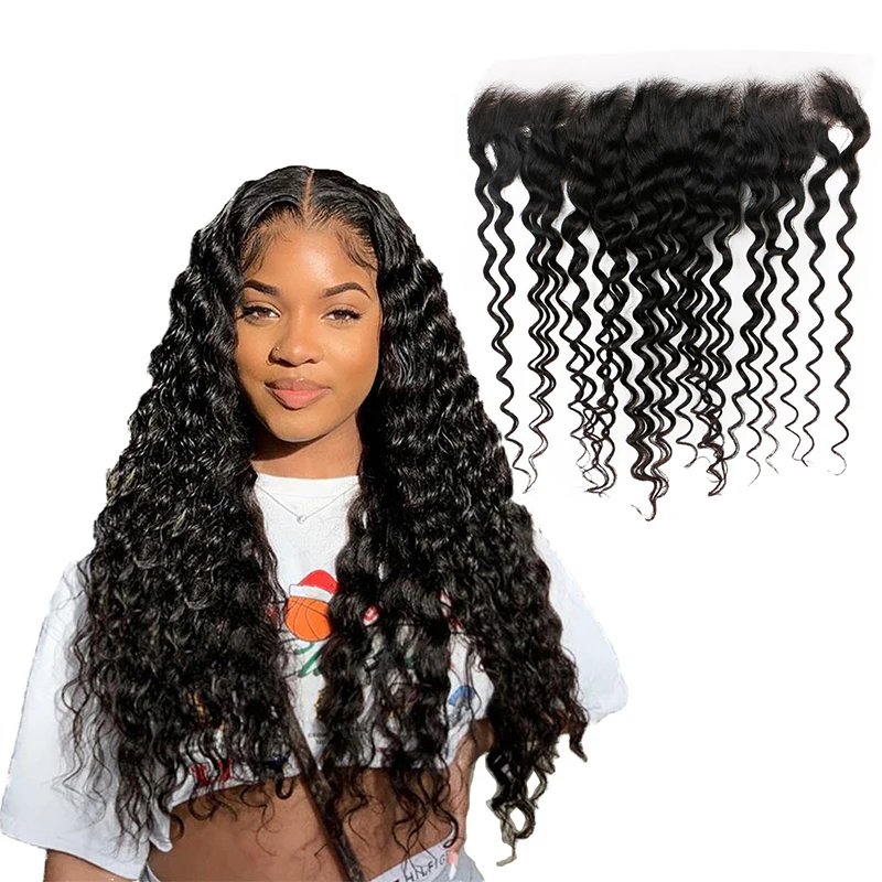 

Cambodian Hair Deep Wave Frontal 13X4 Lace Frontale Closure Wig, Changed