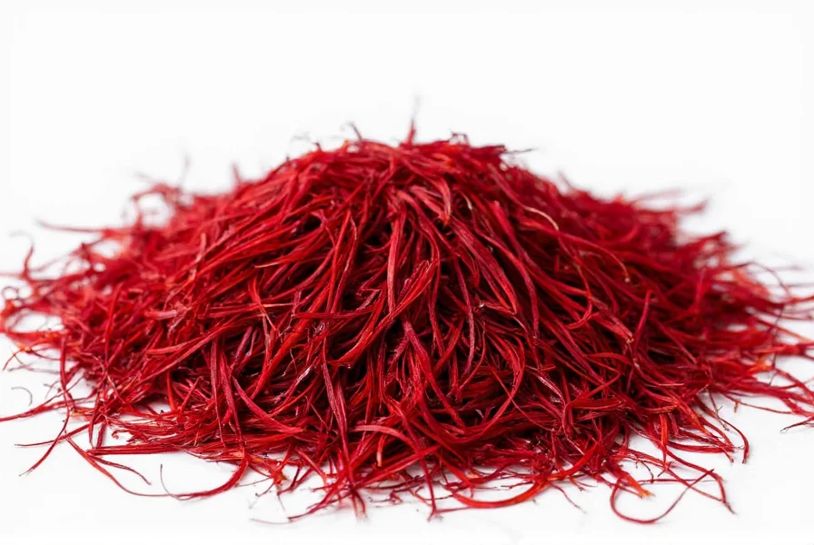 Side-by-side comparison of authentic saffron threads versus safflower threads commonly used as saffron substitutes, showing color and structural differences