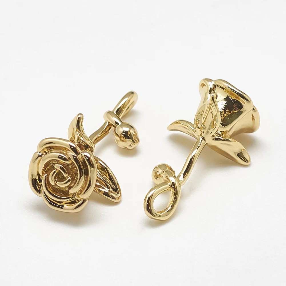 

Pandahall Real 18K Gold Plated Brass Rose Flower Pendants, 18k real gold plated