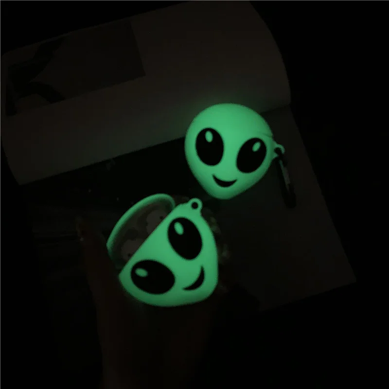 

For AirPod 1 2 Case 3D Luminous Alien Cartoon Soft Silicone Earpods Cases For Apple Airpods Case Cute Cover Funda