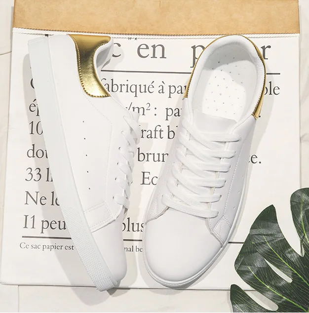 

Fashion lace up man's white casual sneakers tennis shoes