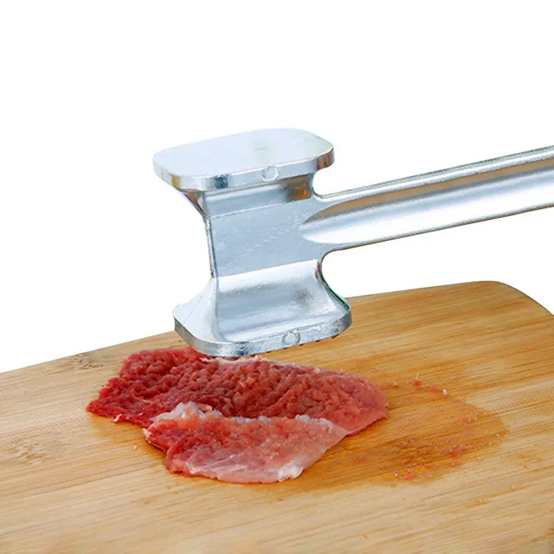 

Luxury Kitchen Gourmet Dual Sided Zinc Alloy Hand Held Meat Tenderizer, Silver