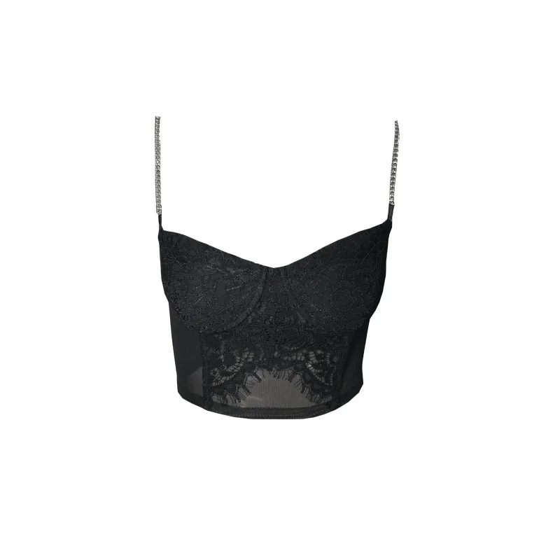 

2021 women's pure color suspender wrap chest vest buckle adjustable shoulder strap lingerie lace sleeveless vesth for women sexy