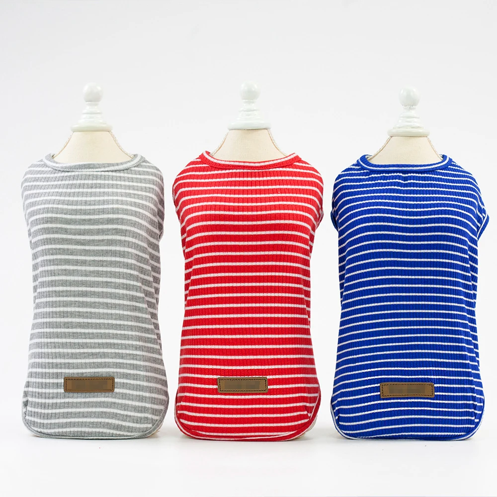 

Wholesale New Design Pet Clothing Small Dog Puppy Stripe Summer Shirts Soft Basic Pet Dog Vest Pet Apparel, As picture