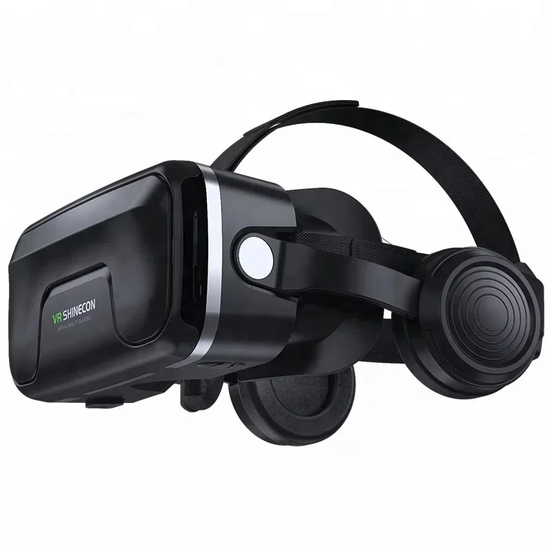 

2022 New Style vr Virtual Reality Smart Videos 3D VR Glasses 120 degree wide viewing VR Headset with Headphone, Black