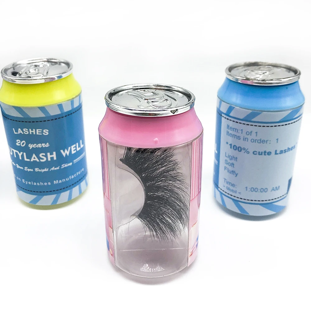 

Diseno personalizado estuche de pestana lata de bebida mercancias disponibles 3D eyelashes 25mm lash packaging, Natural black