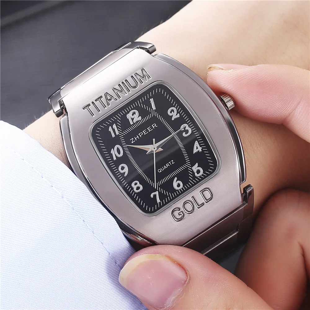 

Fashion Casual Square Shaped Quartz Watches Titanium Alloy Steel Strap Luxurious Men's Watches