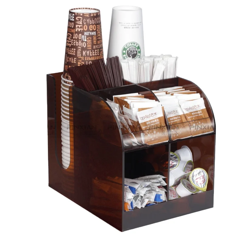 

8compantment white acrylic Coffee Cups and Lids Organizer for Coffee Counters and beverage Soda Cups Breakroom Cup Dispenser, Coffee,/bright white/bright/black/wine red/wood gran/stainless steel