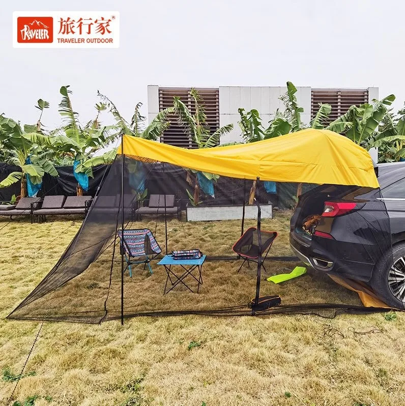 

Modern 4 Person Car Cover Tent S Camping Outdoor, Orange yellow,army,blue