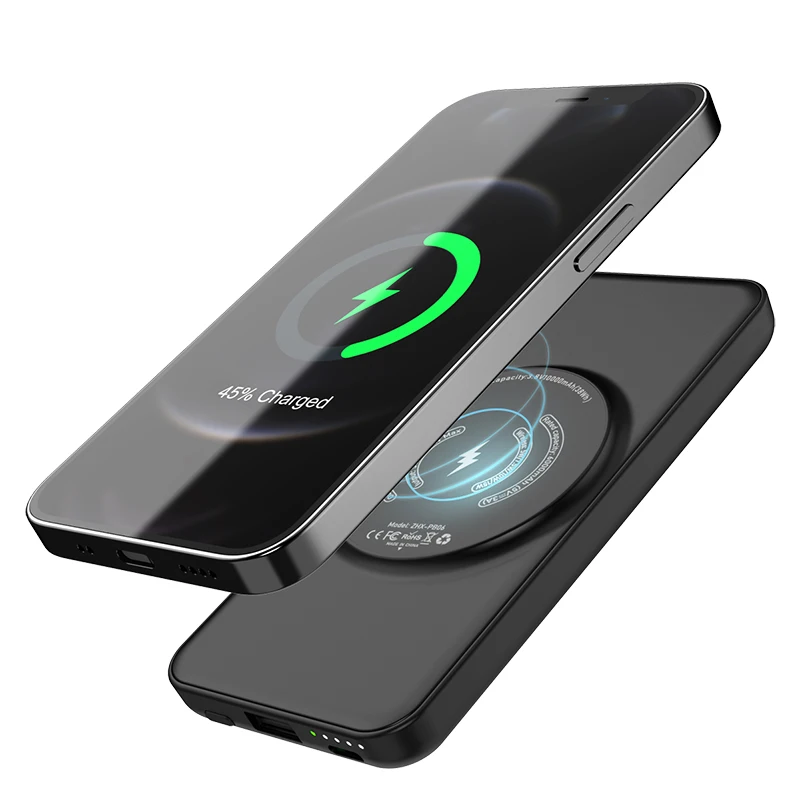 

10000 mAh Magnetic Power Bank Wireless Charging Stand USB-C Input/Output 18W External Cell Phone Backup For iPhone And Android