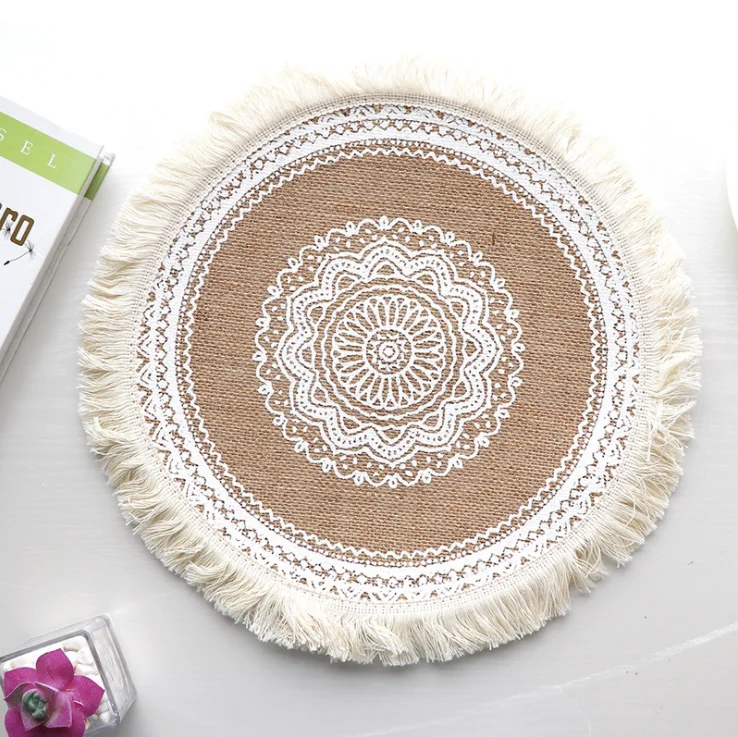 

Place Mat And Coasters Round Shape Natural Felt Placemat For Dinning Table, Custom color