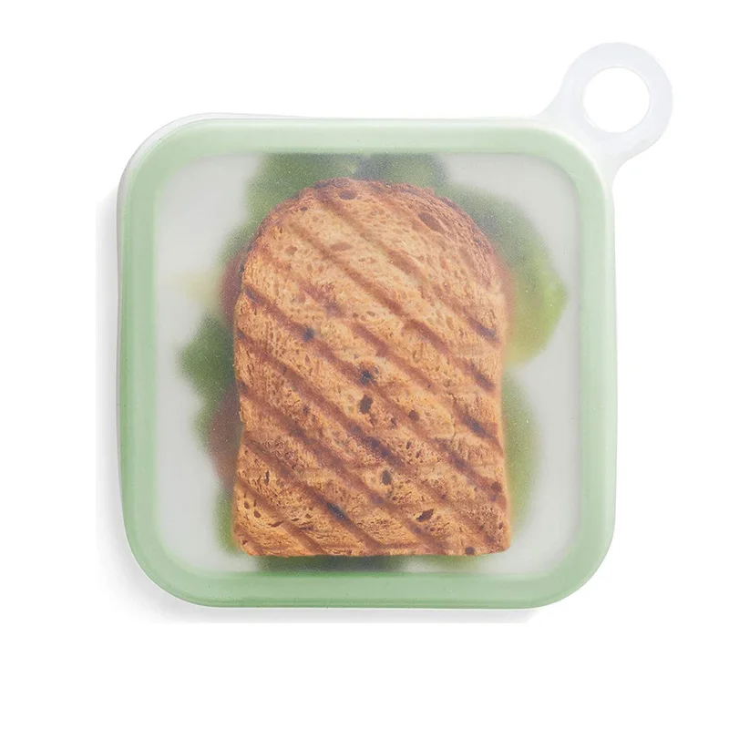

Mini Bento Box Portable Sandwich Toast Silicone Lunch Box, Blue/green/red/white