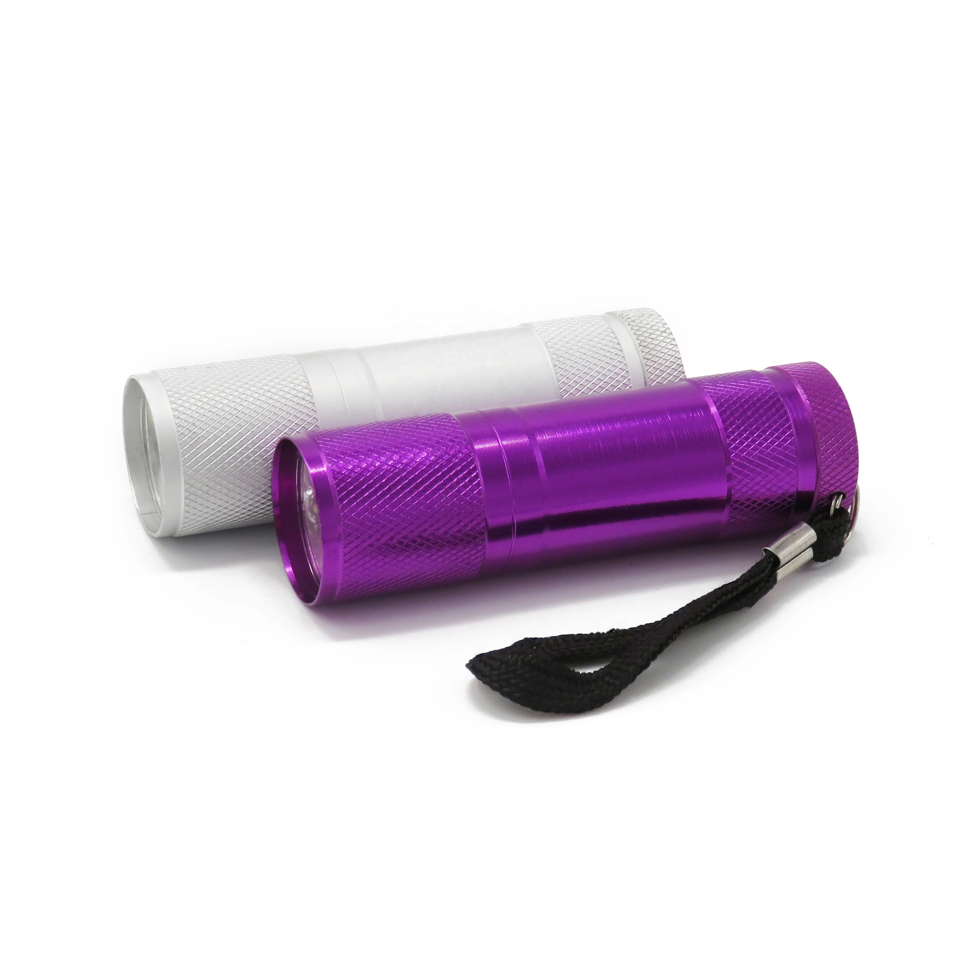 
395nm9 LED UV light Aluminum alloy LED keychain flashlight customized Logo mini torch for advertising souvenir present 