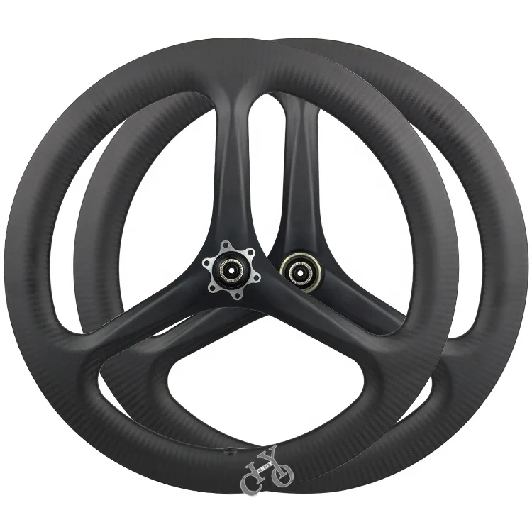 

Premium 20 406 Tri Spoke Carbon Wheelset 25mm Width 20" 406 Wheelset 3 Spoke Disc Clincher 20 Inch Folding Bike Wheels BMX