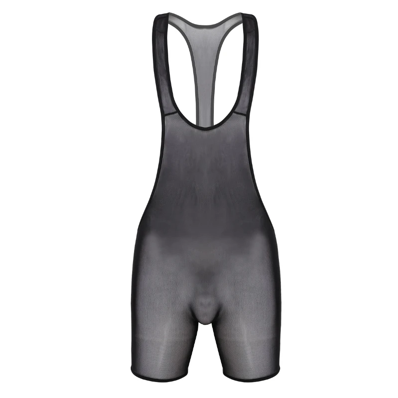 

Fashion Mens Sheer Mesh One piece See Through Bodysuit Mankini Lingerie Male Erotic Underwear