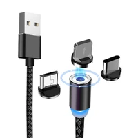 

2019 Hot Sale Led Indicator Light 3 in 1 Magnetic Charging Usb-c 1m/3ft Cable For Iphone Android