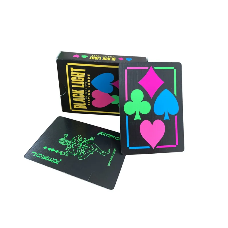 

New black light UV reactive paper playing card accept customize factory price poker