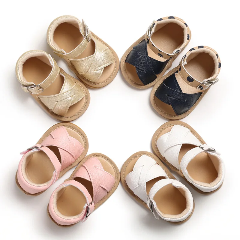 

4465 Infant Baby Shoes Boy Girl Shoes Toddler Flats Summer Sandal Soft Rubber Sole Anti-Slip Crib Shoes First Walkers Newborn