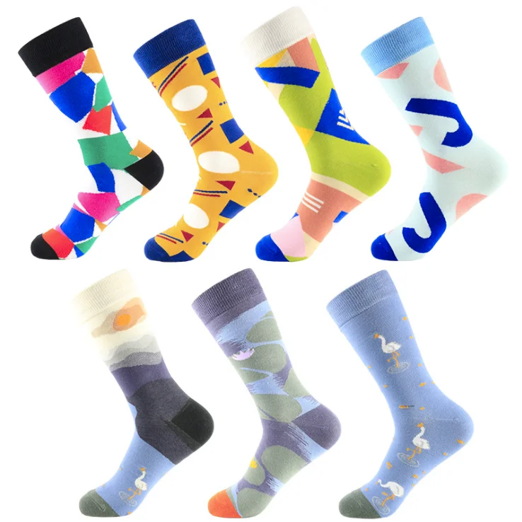 

Wholesale funny crazy design colorful cool mens fashion plain crew men socks