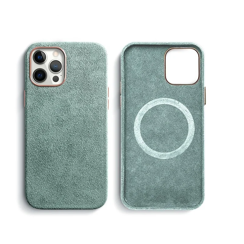 

For Alcantara Case Used for iPhone 12 Mobile Cell Phone Case For Magsafe Case Leather Case 12/12pro/Pro max/Min, Blue/grey/black/green