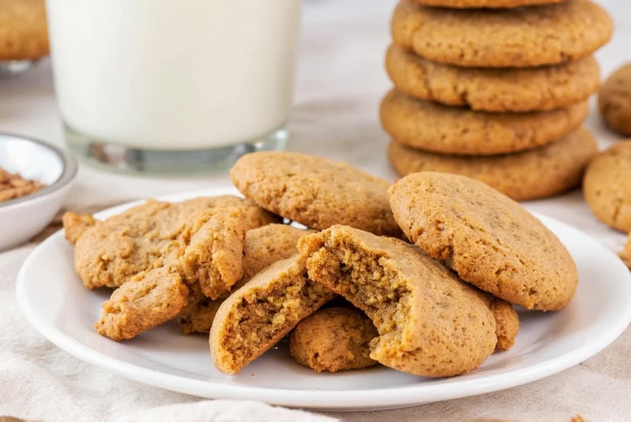 Finished gluten free ginger cookies showing perfect texture with crackled tops and chewy interior