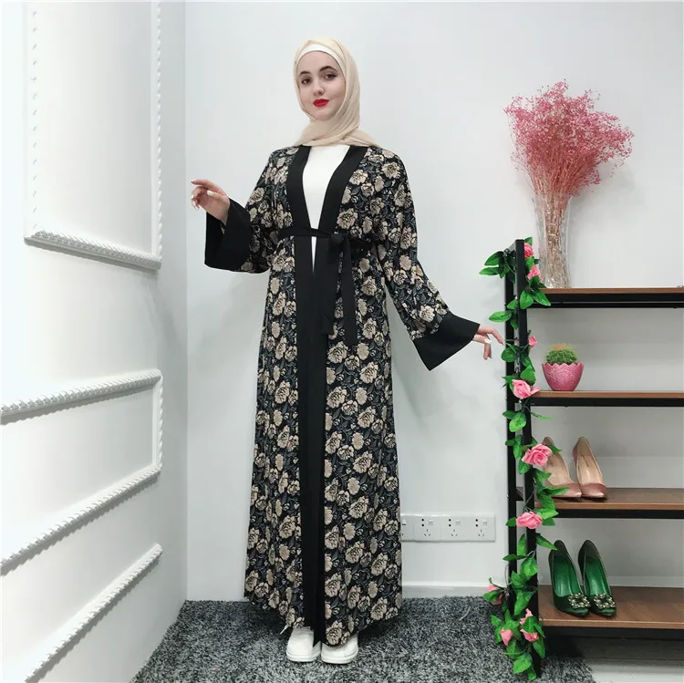 

High quality flower islamic muslim women open abaya, As picture shown
