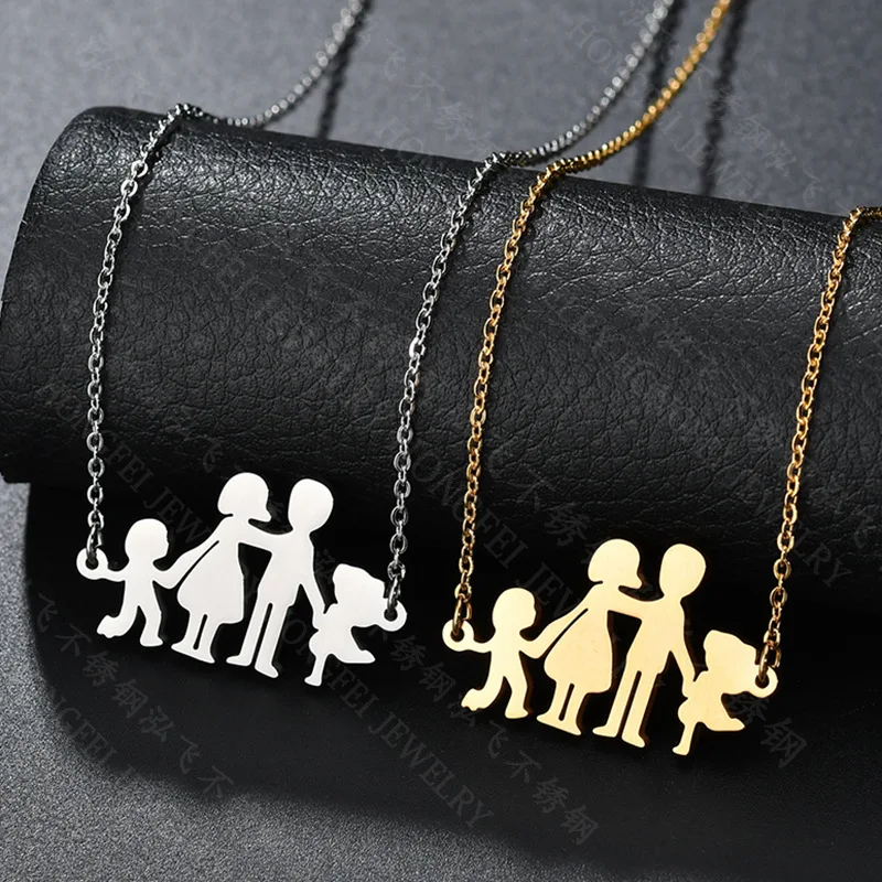 

Fashion Stainless Steel Happy Family Love Father Mother Brother Sister Pendant Necklace