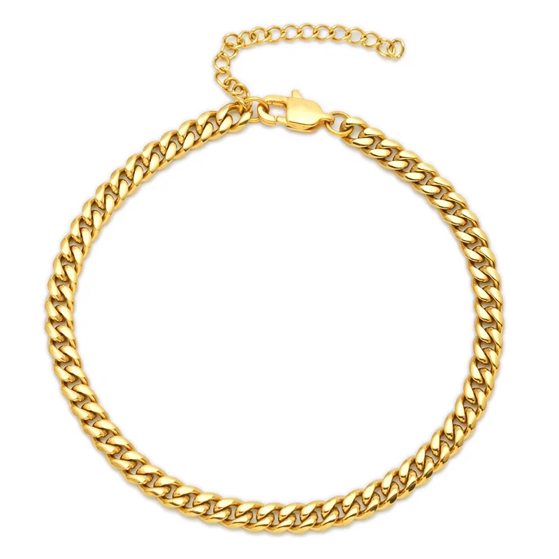 

Anklet Chain Stainless Steel Foot Jewelry Gold Plated Cuban Link Anklet For Women