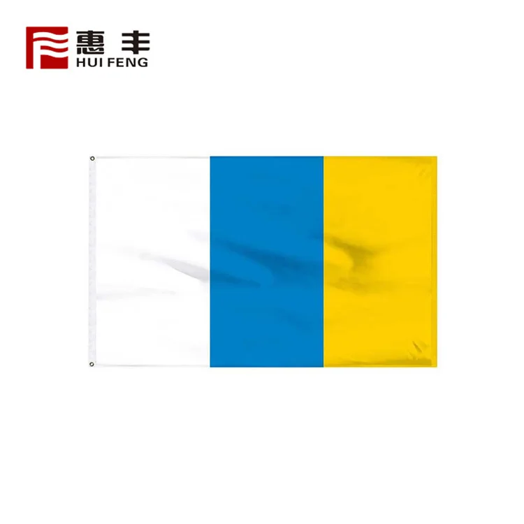 110G 200D Dệt Kim Polyester Quần Đảo Canary Cờ Vải, Quốc Gia Quần Đảo Cờ 3X5 Polyester