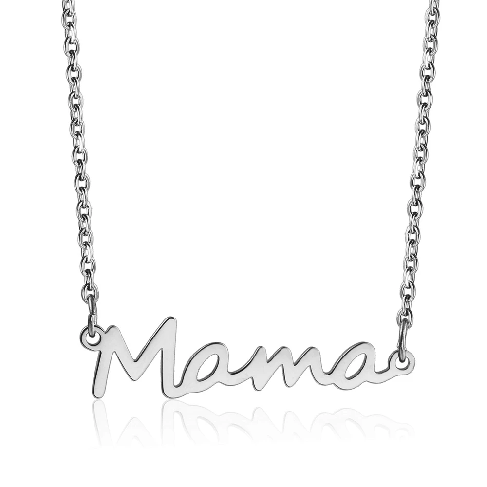 

2021 Stainless Steel mothers day gifts Name Mama Shaped Necklace For mothers day gift set