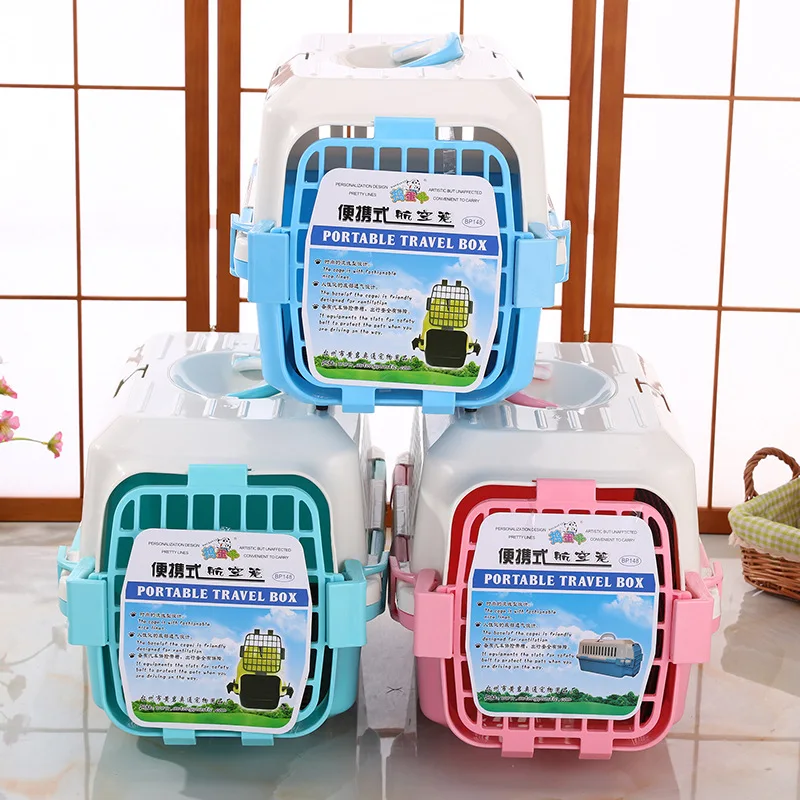 

Pet Travel Outdoors Pet Carrier Bag Cat Dog Plastic House Pet Cages, Blue,pink,green