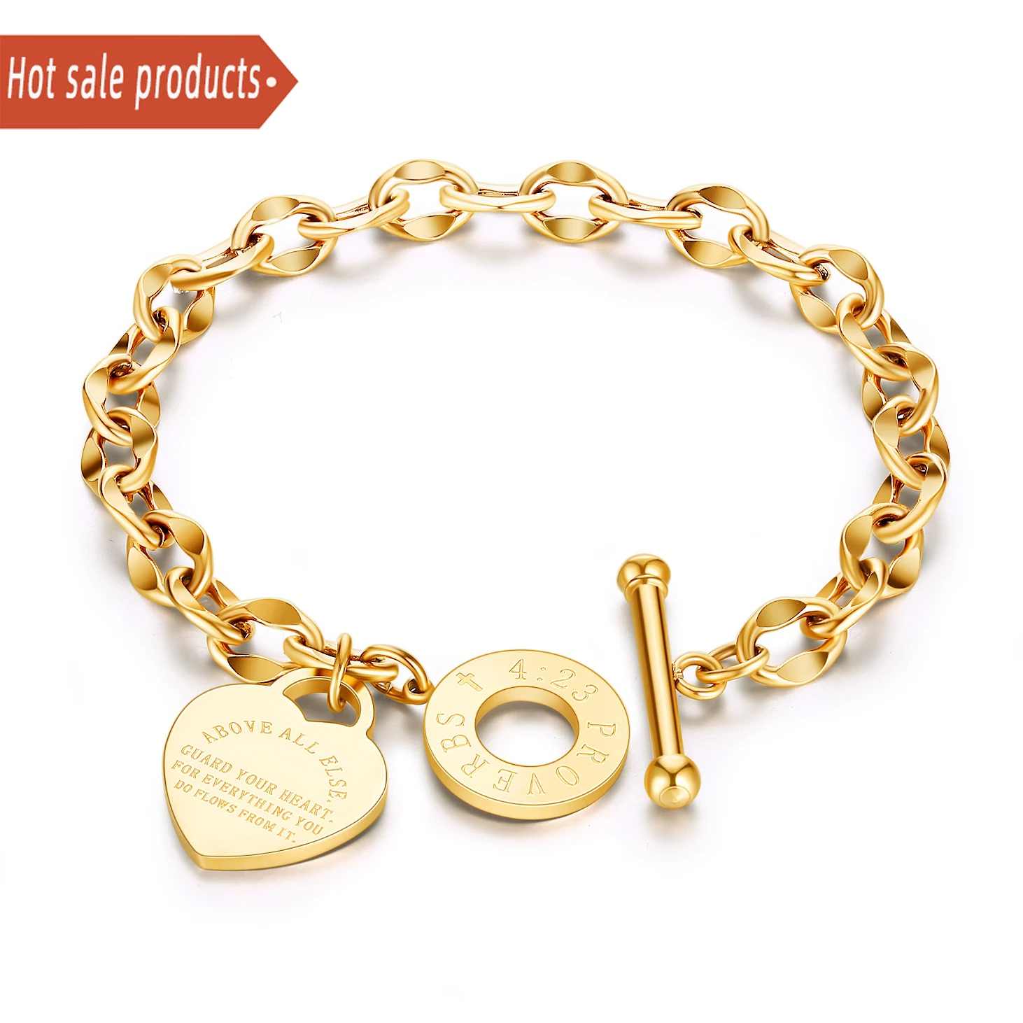 

factory wholesale quality custom-made upscale heart pendant rose gold plated chain bracelet for women jewelry party