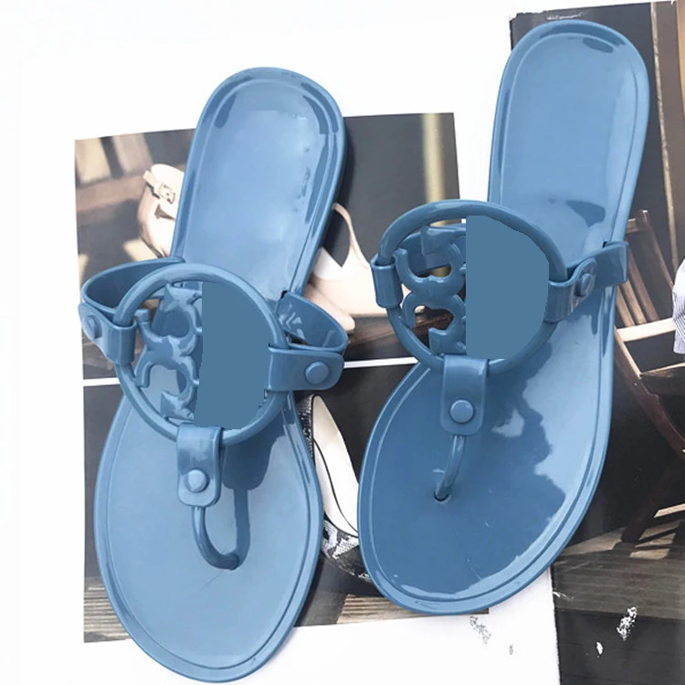 

2022 New TB Ladies Flat Summer Beach Shoes Fashion Designer Flat Sandals Women'S Jelly Shoes Flip Flops Slippers, 6 colors