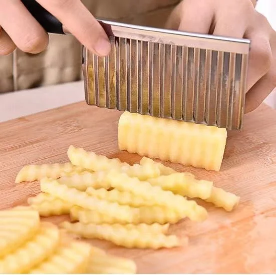 

Stainless Steel Crinkle Kitchen Potato Cutter With Wave Shape Knife
